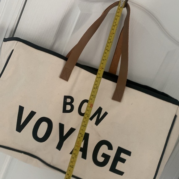 Canvas Tote bag - Bon Voyage shopping travel beach Santa Barbara leather handles - Picture 9 of 10